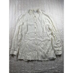 J.Jill Petite Medium Ivory Button Down Long Sleeve Rayon Blouse‎ Top Women's